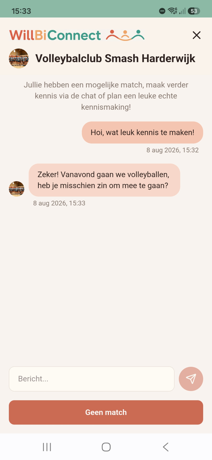 Chatscherm met een groep in de app