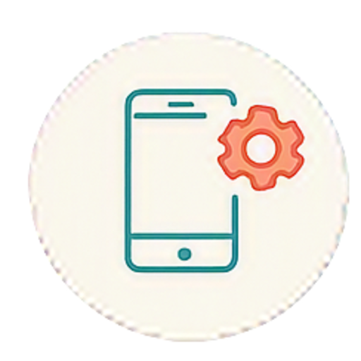 Illustratie van een telefoon met een tandwiel
