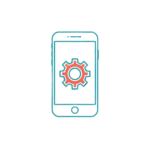 Illustratie van een telefoon met een tandwiel