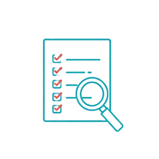Illustratie van een checklist met een vergrootglas